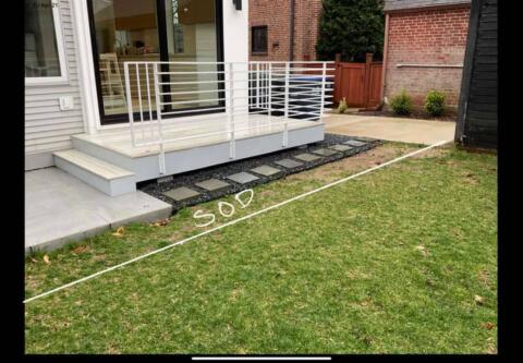 Chevy Chase Sod Installation, Walkway Repair, and Spring Cleanup (Before)