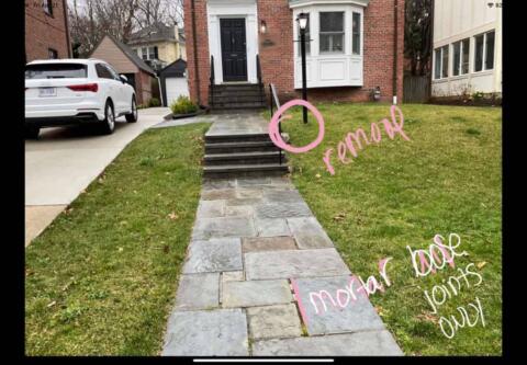Chevy Chase Sod Installation, Walkway Repair, and Spring Cleanup (Before)