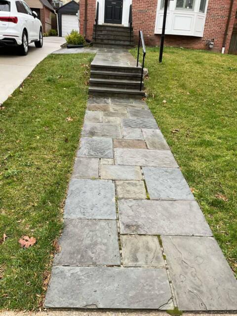 Chevy Chase Sod Installation, Walkway Repair, and Spring Cleanup (Before)