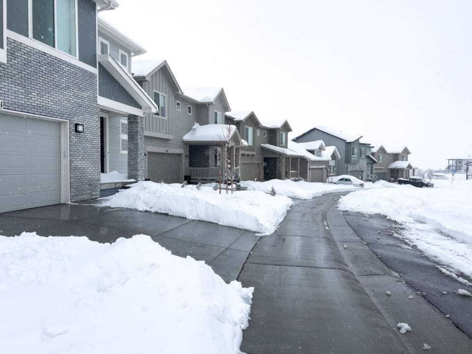 Freshly Shoveled Driveways After Winter Snowfall
